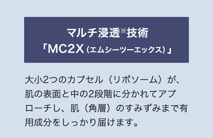 MC2X浸透技術の詳細構造｜美容成分の多層浸透メカニズム